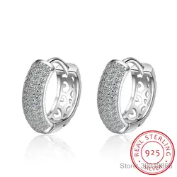 Новая мода 925 пробы серебро ослепительный фианит мозаика циркония прелестные серьги для Для женщин pendientes oorbellen S-E491