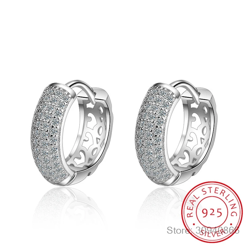 

New Fashion 925 Sterling Silver Dazzling CZ Mosaic Zirconia Charm Earrings For Women pendientes oorbellen S-E491
