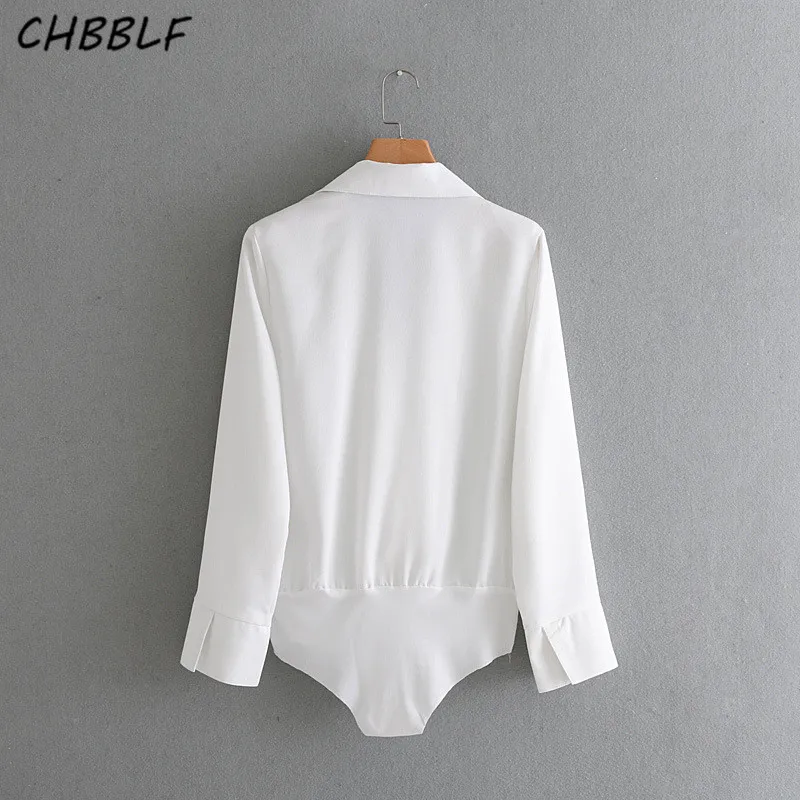 CHBBLF Новое поступление модный боди Блейзер воротник длинный рукав комбинезон