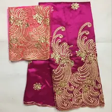 Африканский Джордж Ткань с блузкой индийское французское кружево вышивка шелк Джордж кружевной костюм для свадебного платья Шелковый Material-L5