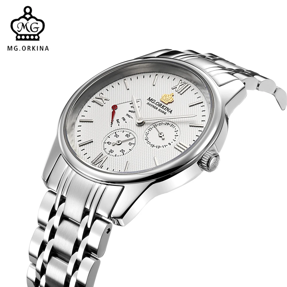 

ORKINA Men's Dress Watch Full Stainless Steel Water Resistant Male Clock Business Wrist Watch Japan Quartz Movement Montre Homme