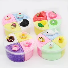 4 Colors Soft Fluffy Slime Box Modeling Clay Educational Toys for Children DIY Snow Mud Slime Fruit Animal Donut Accessories Kit