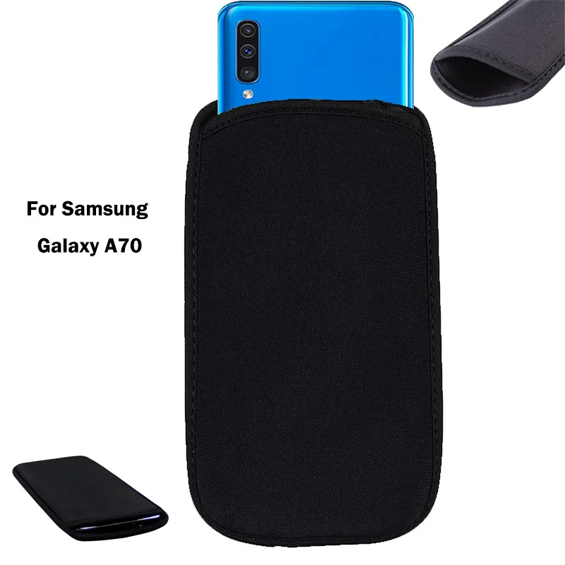 Мягкий гибкий неопреновый защитный черный чехол для Samsung Galaxy A70 SM-A705F/DS эластичные