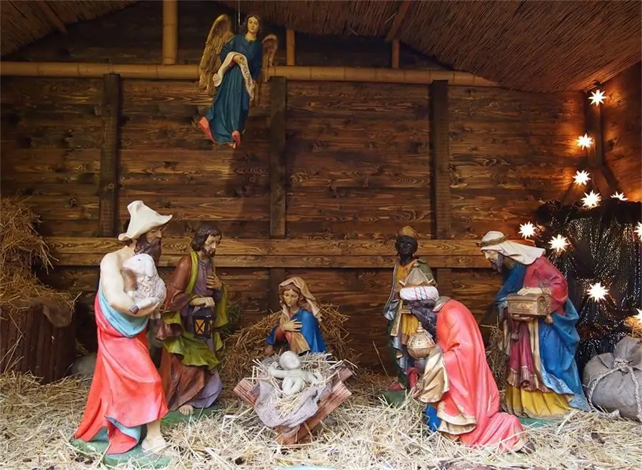 

Laeacco Nativity Scene Jesus Birth Christmas Religious Barn Sheep Photographic Background Photography Backdrops For Photo Studio