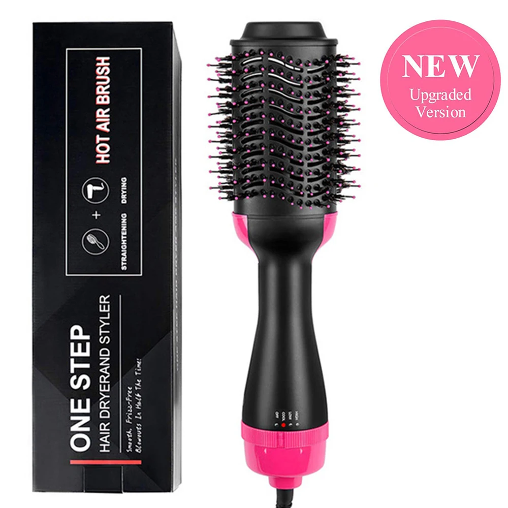 1000w Professional Hair Dryer Brush 2 In 1 Hair Straightener Curler Comb Electric Blow Dryer With Comb Hair Blower Roller Styler