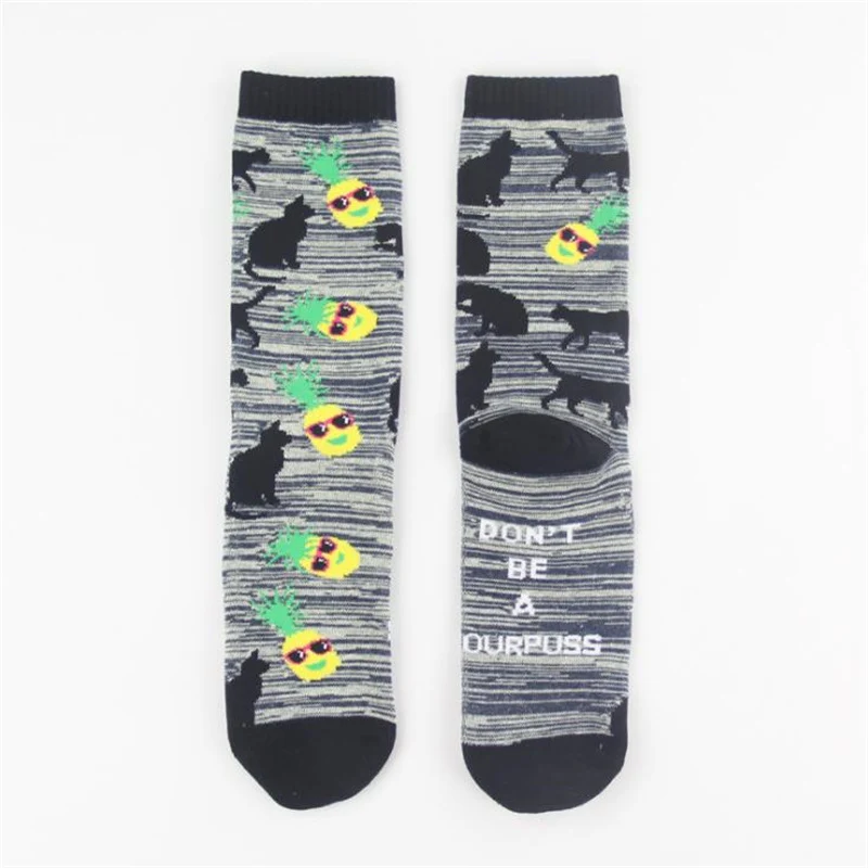 Мужские носки для скейтборда, креативные носки с изображением Чили, утки, кошки, ананаса, носки фламинго, чистый хлопок, дышащие носки для пары