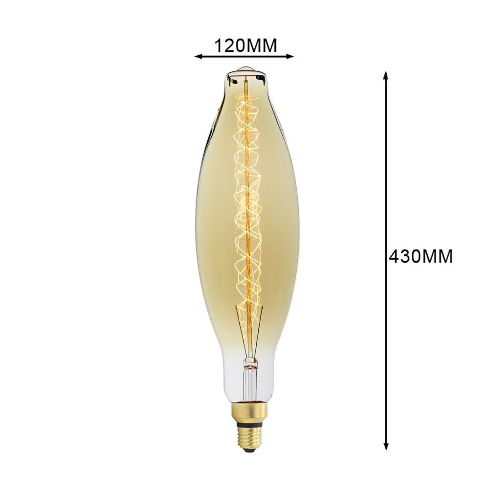 3,5 K BT125, винтажная лампа Эдисона большого размера, E27, светильник Эдисона, спираль, 60 Вт, 220 В, для ресторана, гигантская декоративная лампа, огромная лампа