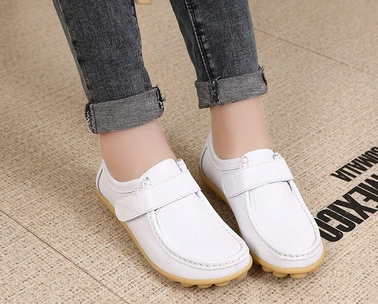 Genuine Leather Women's Casual Shoes Lace-Up Woman Loafers Moccasins Female Flats Solid Low Heel Lady Shoe Soft Women Footwear 21