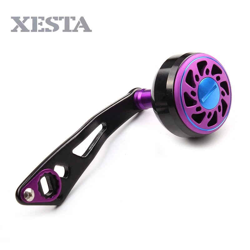 Billige XESTA Angelrollen griff POWER griff doppel loch 8*5mm fit für daiwa reel Legierung Knob 2 Edelstahl lager Angeln Zubehör