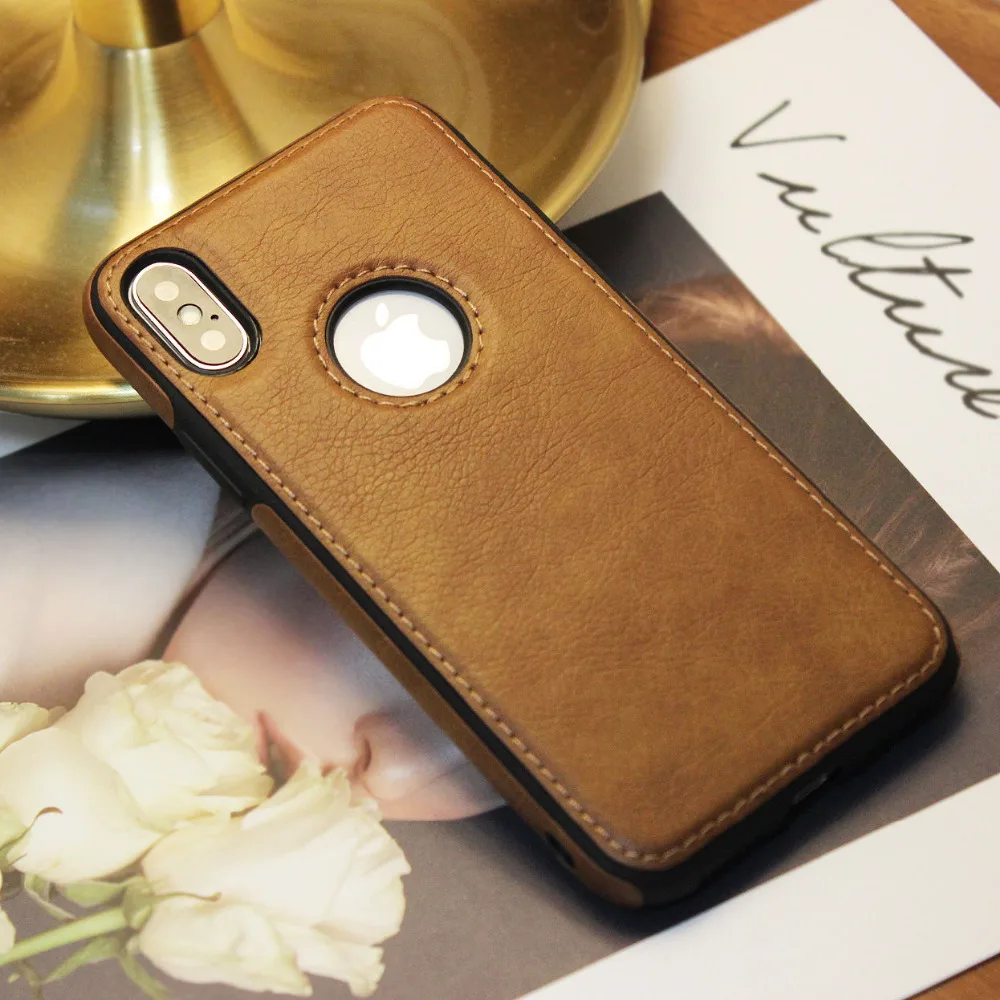 Тонкий чехол из искусственной кожи для iPhone 12 11Pro XS Max XR Ультратонкий телефона iphone X