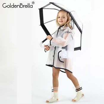 

2018 Transparent Waterproof Children's Raincoat EVA Rain Coat Girls Windproof Poncho Kindergarten Kids Baby Rainwear Rainsuit
