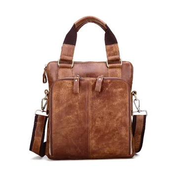 

Vintage Cowhide Genuine Leather Handbag Messenger Bags Business Crossbody Shoulder Bag Man Thread Top Handle Bag Male Hand Bag