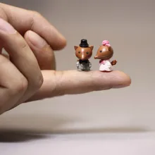 cute lovely fox couple kangaroo/squirrel/miniatures animals/figurine/fairy garden gnome/terrarium decor/doll house supplies