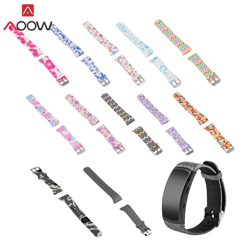 

AOOW Silicone Watchband for Samsung Gear Fit2 Pro SM-R365 R360 Smart Watch Flower Printed Replacement Bracelet Band Strap 20cm
