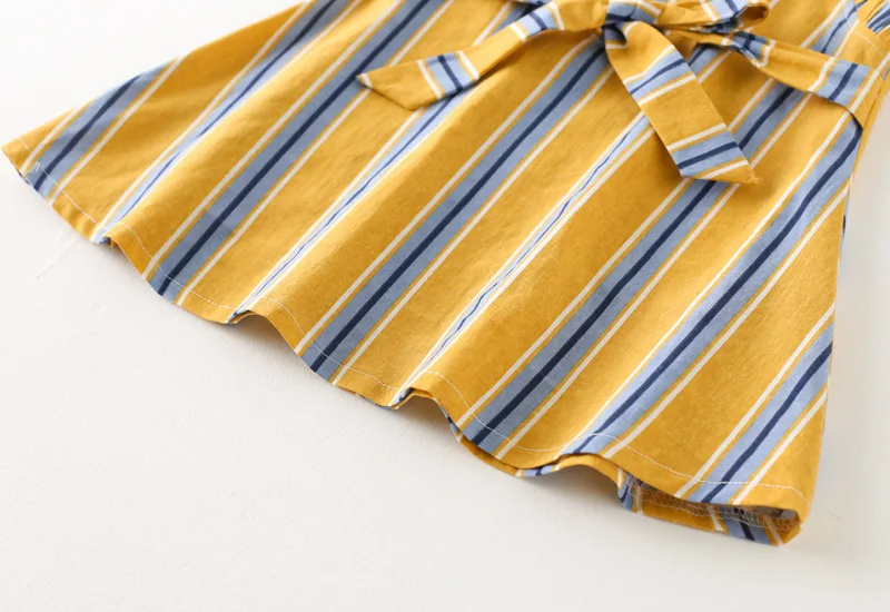 Princess dress Kids Baby Girls Summer Stitched striped bows Short sleeved dress sweet style children's clothing (17)