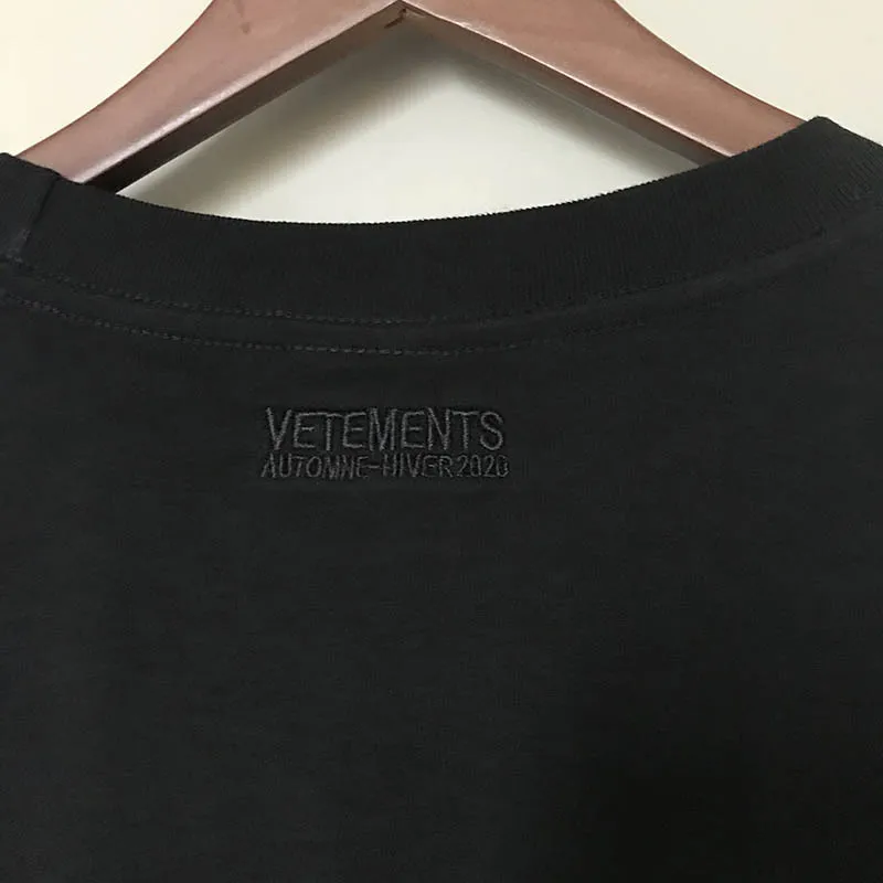 Черно-белые футболки Vetements для женщин Men1: 1 оверсайз хлопок Vetements Топ Футболка с вышивкой Vetements футболка