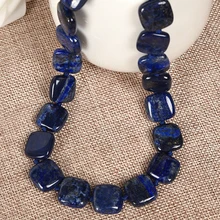 Natural stone bead square 18 inch finished lapis lazuli jewelry necklace font b blue b font