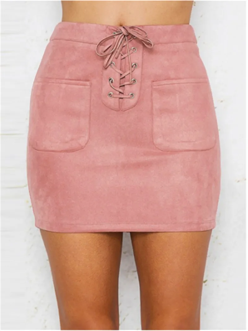 Пикантная Женская Клубная юбка из искусственной кожи с завышенной талией, Бандажное, обтягивающее, изящное, с карманами, вечерние, Короткие мини-юбки-карандаш