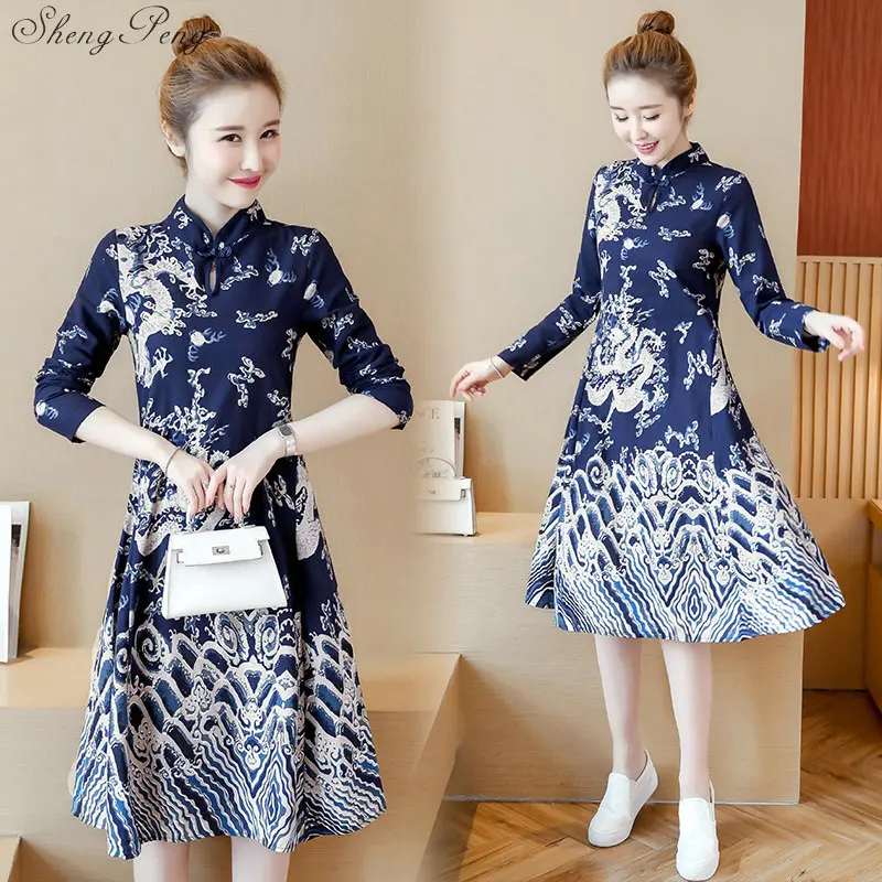 Chinese traditional dress new design chinese oriental dresses traditional oriental dress women style dresses Q609