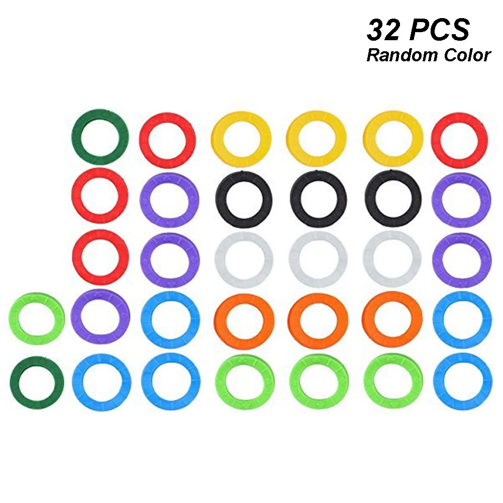 20/24/32 шт. теги круглые просвечивающие разноцветный, кольцо для ключей, держатель для идентификатор велосипедный ключ идентификации Кепки силиконовые эластичные мотоцикла - Название цвета: Random Color