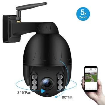 

BESDER Outdoor Mini Wireless PTZ 5X Optical Zoom 1080P Speed Dome Camera Wifi IP66 Waterproof Two way Audio 50M Night Vision P2P