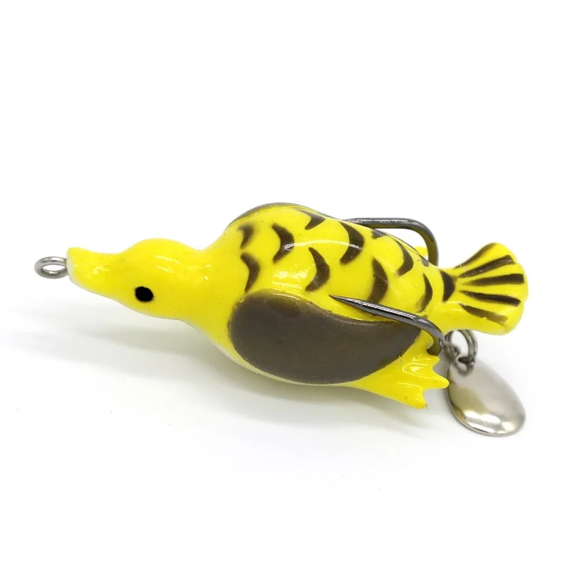 1PCS Fishing Lure Wobblers Artificial Bait Floating Duck Lure Soft Bait With Hooks Sequin Spoon Frog Lure Pesca