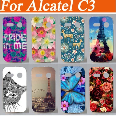 Новое поступление жесткий пластиковый цветной чехол с рисунком для Alcatel One Touch POP C3