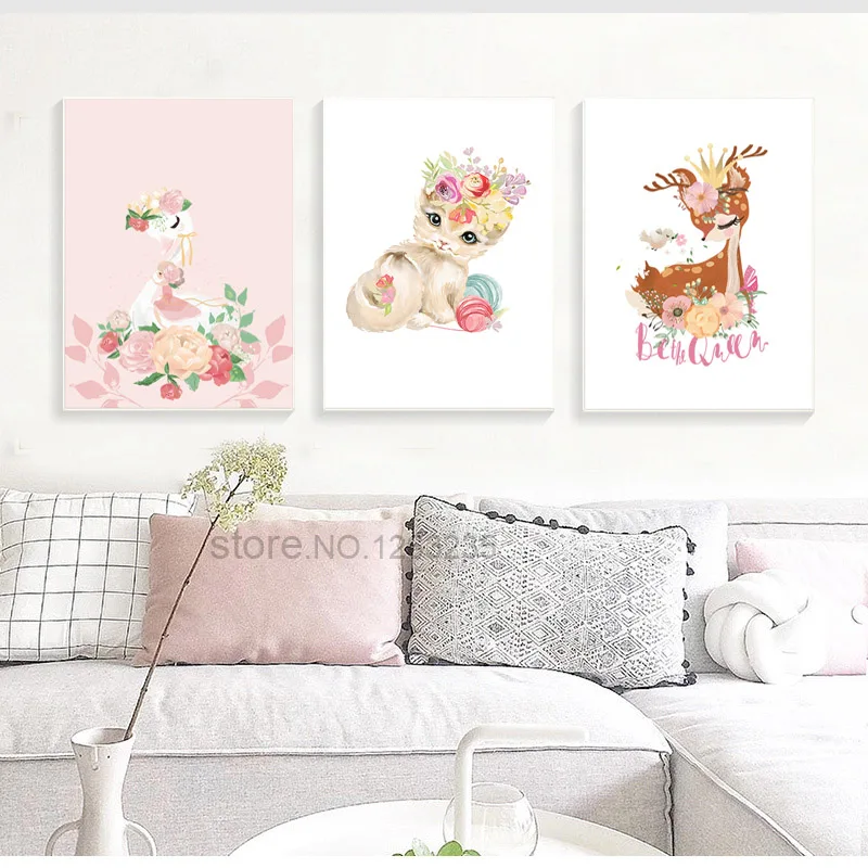 Ballet Princess Nursery Nordic Poster Swan Wall Art Canvas Painting Wall Pictures For Children Room Kids Gifts Cuadros Unframed