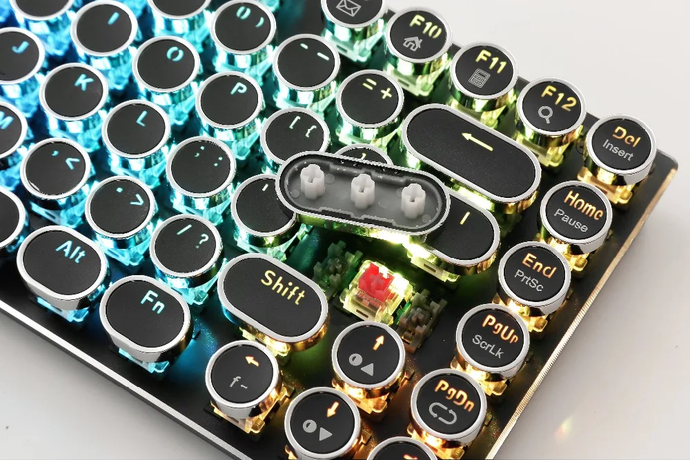 Новая Механическая клавиатура в стиле стимпанк, компактный дизайн, RGB светодиодный, с подсветкой, Игровая клавиатура, 81 клавиша, черная клавиатура, Z-88