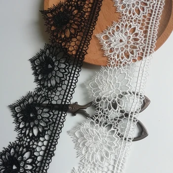 

18yards Width 6cm Black white Water soluble polyester lace trim fabric ribbons DIY dress clothing skirt edge curtain accessories
