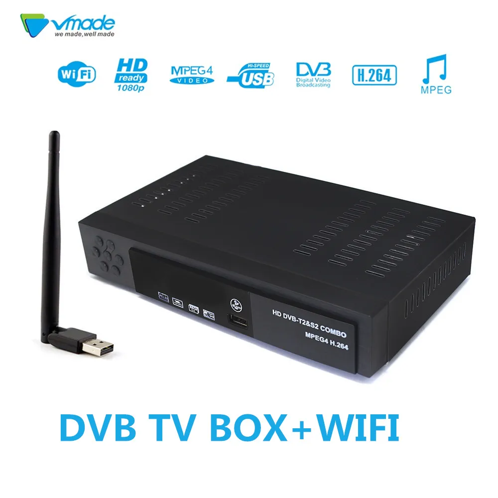 Satellite & Terrestrial receiver COMBO full HD Digital DVB T2+S2 TV Tuner Receivable FTA WIFi TV Receiver T2 Tuner Free Shipping
