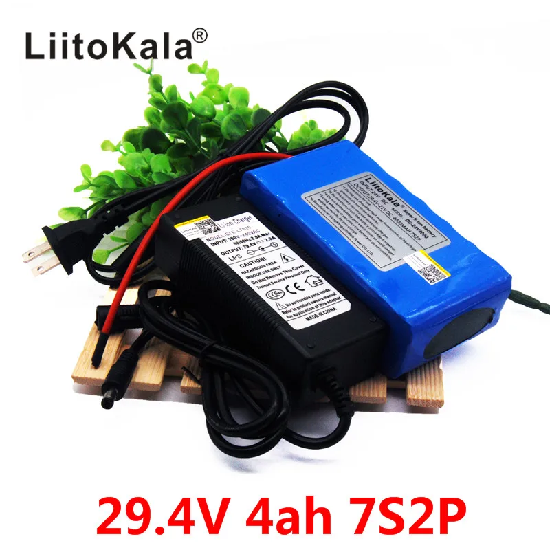 HK liitokala 24 V 4Ah 7S2P 18650 литий-ионный аккумулятор 29,4 v 4000 mah Электрический велосипед мопед/Электрический+ 2A зарядное устройство