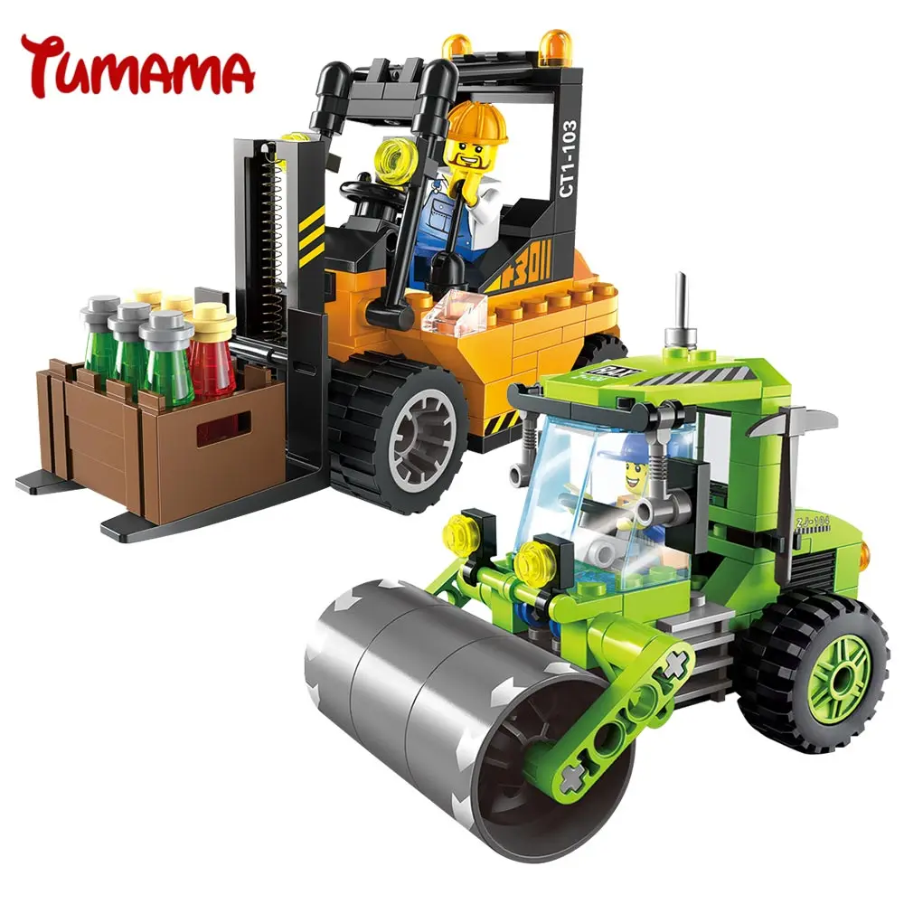 

Tumama City Series Sweeper Forklift Tractor Road Roller Blocks City Construction Buliding Blocks DIY Bricks Kids Educational Toy
