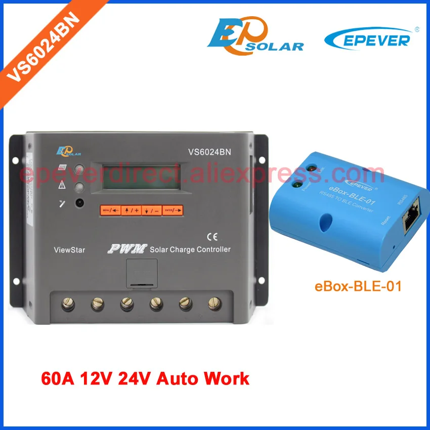 

VS6024BN 24V solar panel system work 12V 60A bluetooth box EPEVER Charger regulator 60A 60amp 12v 24v Auto Work PWM