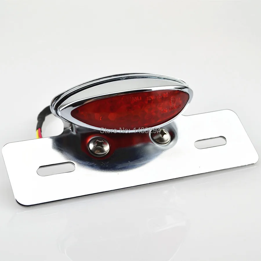 CHROME MOTORCYCLE TAILLIGHT BRAKE LIGHT CUSTOM CRUISER BIKE LICENSE