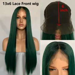 FANXITON 13x6 Синтетические волосы на кружеве парик Ombre кружева парики зеленый парик синтетические Синтетические волосы на кружеве парик для Для
