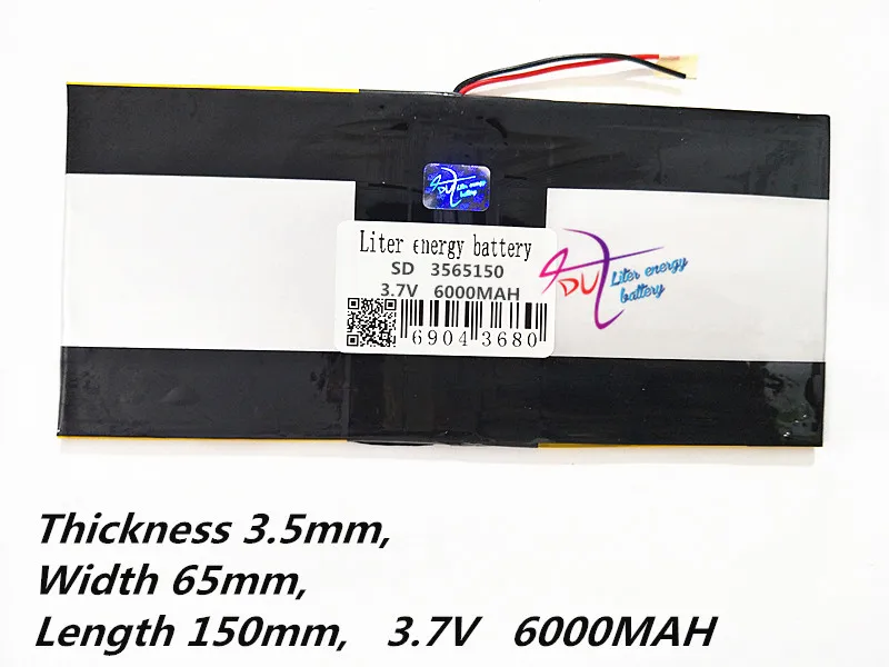 Универсальный литий-ионный аккумулятор для планшетных ПК емкостью 3565150, 3,7 в, 3465150, мА, 7 дюймов, 8 дюймов, 9 дюймов, 10 дюймов, 11 дюймов