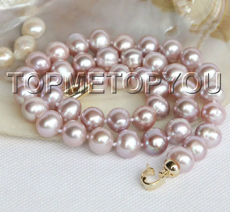 

Free Shipping>>new hot luster natural 17" 11mm purple freshwater pearls necklace E3704