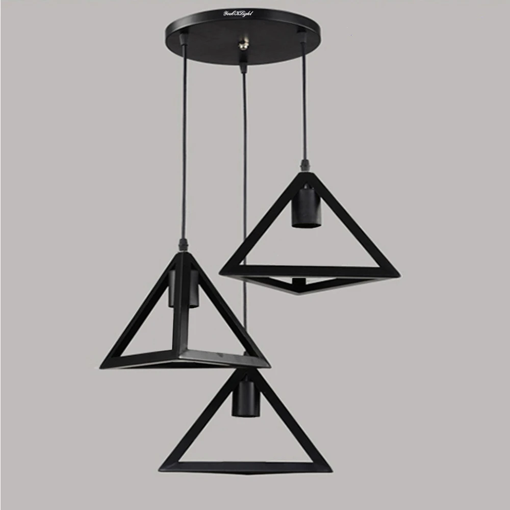 

Retro Ceiling Light Lamp 3-head Triangle Vintage Industrial Design Iron Vintage Light Home Bar Villa Decor Lighting Fixture