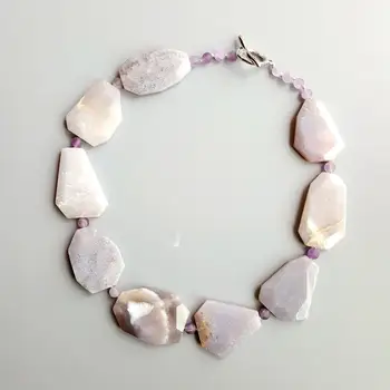 

Lii Ji Fashion Statement Necklace Genuine Real Baroque Agate Matte Amethyst Necklace Toggle Clasp Necklace 49cm Women Jewelry