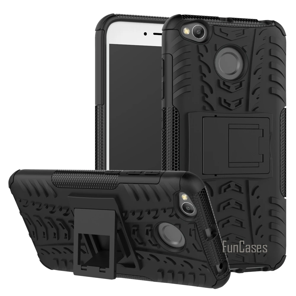 Coque pour Xiaomi Redmi 4X, étui hybride avec béquille de 5.0 pouces, armure en caoutchouc robuste et éblouissante, PC + TPU, fonction de support antichoc