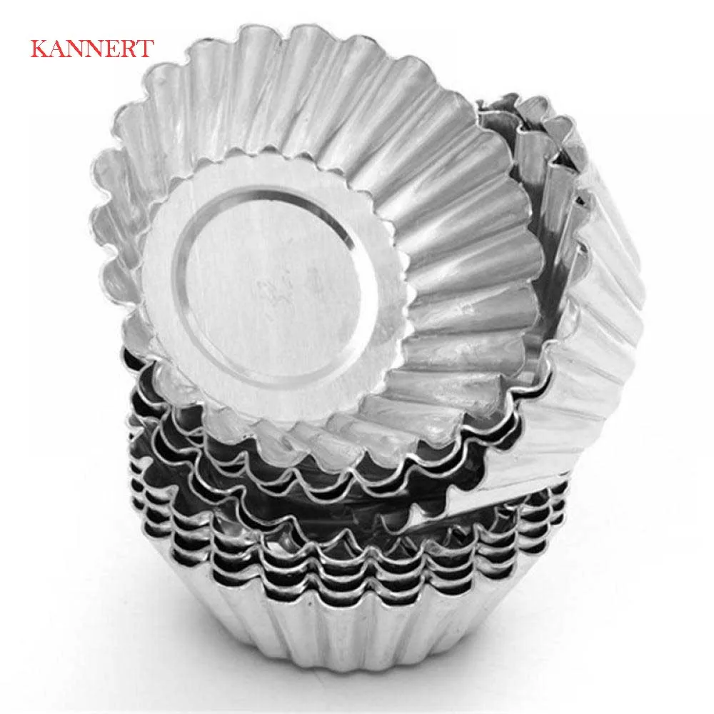 10pcs Cake Aluminium Alloy Tart Mould Baking Tool Cupcake Egg Tart