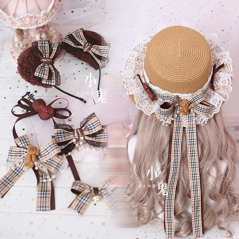 萌えバイオリンわら帽子日本ヘアアクセサリーヘアピンヘッドバンドロリータクマ耳カチューシャバンドクマティラミス Costume Accessories Aliexpress