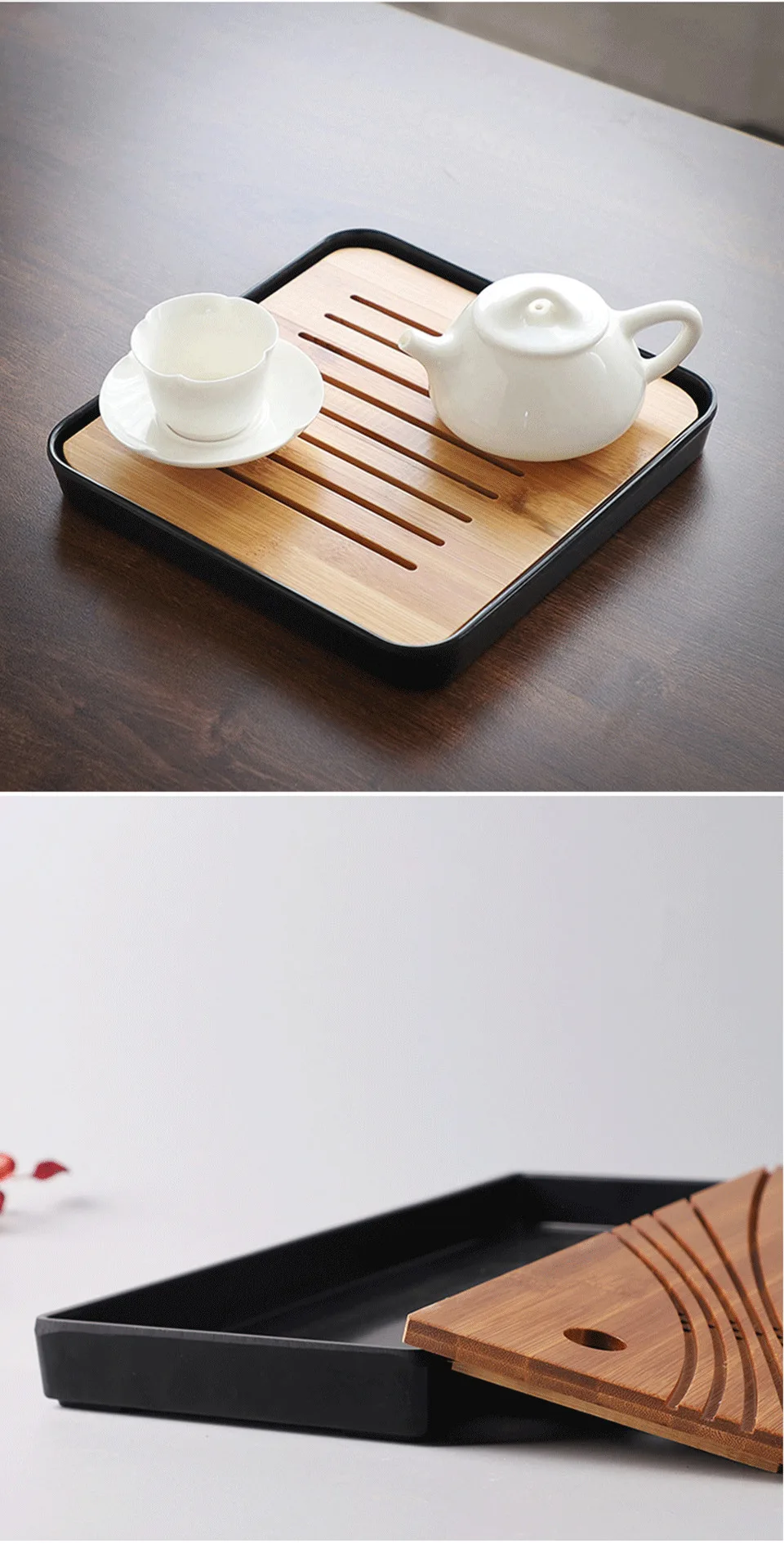 CAKEHOUD бамбуковый чайный поднос дренаж воды хранения чайный набор кунг-фу чайный стол китайские чайные чашки церемония инструменты чайная церемония чайный сервиз