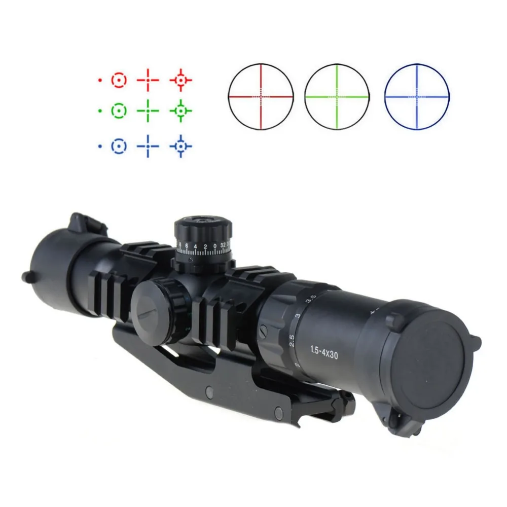 

1.5-4X30 Tactical Rifle Scope w/ RGB illuminated Horseshoe Reticle w/ Mount VEG47 P20