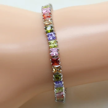 

Otogo Transing J078C-20cmSilver Color package Multicolor Cubic Zirconia Charm Bracelet women lobster style Jewelry bracelet