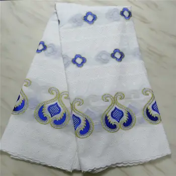 

Blue Dubai 100% Cotton African Lace Fabric 2019 High Quality Swiss Voile Lace Fabric With Swiss Voile Lace In Switzerland 5yards