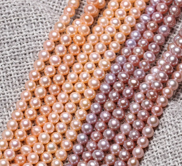 

wholesale(AAAAA High quality) 4-4.5mm/4.5-5mm Natural Freshwater Three Colors Pearl Round Beads 40cm For Jewelry Making