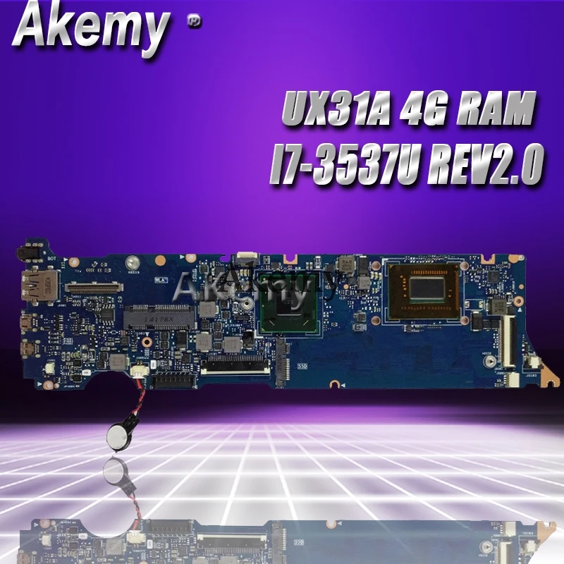 Akemy UX31A2 материнская плата для ноутбука ASUS UX31A UX31 тестовая оригинальная материнская плата 4G ram I7-3537U REV2.0