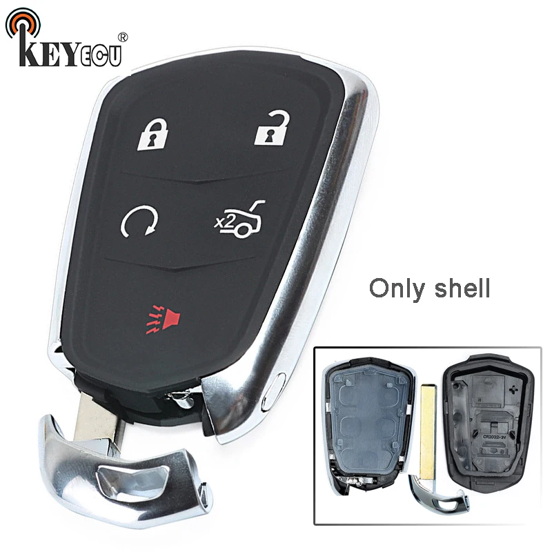 

KEYECU 10x for Cadillac ATS CT6 CTS Replacement 4+1 5 Button Remote Car Key Shell Case Fob HYQ2AB HYQ2EB